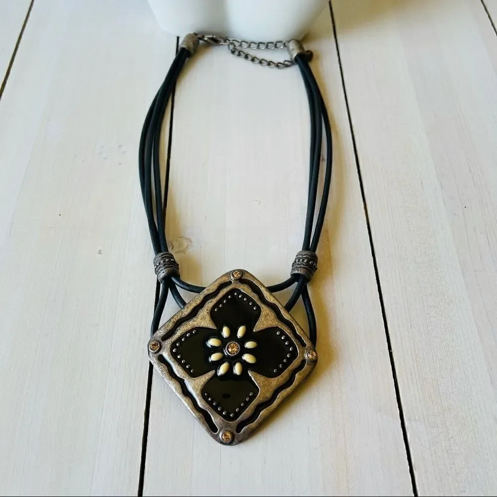 Necklace Bohemian chunky Black Vintage Style